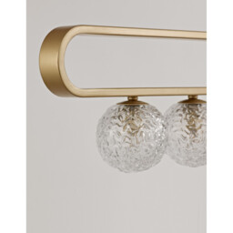 Mirano 5 Light Bar Pendant Ceiling Light Clear Structured Glass, Brass Gold LED G9 - thumbnail 3