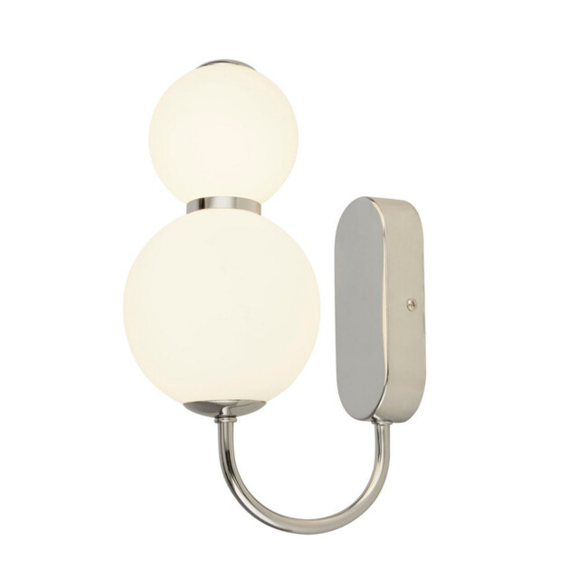 2 Light Wall Light, Chrome With Opal Glass Shades - image 1