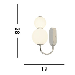 2 Light Wall Light, Chrome With Opal Glass Shades - thumbnail 5