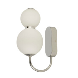 2 Light Wall Light, Chrome With Opal Glass Shades - thumbnail 3