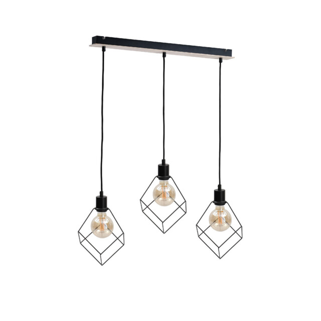 Ruben Bar Pendant Ceiling Light Wood, 65cm, 3x E27