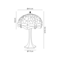Worcester 2 Light Octagonal Table Lamp E27 With 40cm Tiffany Shade, Blue, Orange, Crystal, Aged Antique Brass - thumbnail 2