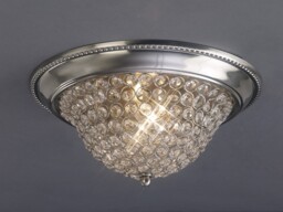 Paloma Flush Bowl Ceiling Medium 2 Light Satin Nickel, Crystal - thumbnail 2