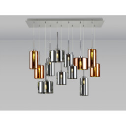 Baldwin Linear Ceiling Pendant 2m, 12 Light G9, Polished Chrome, Chrome, Copper Type A, B, C Shade - thumbnail 3