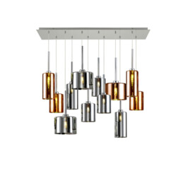Baldwin Linear Ceiling Pendant 2m, 12 Light G9, Polished Chrome, Chrome, Copper Type A, B, C Shade - thumbnail 1
