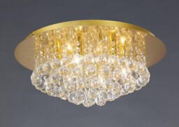 Dahlia Flush Ceiling, 450mm Round, 6 Light G9 Crystal French Gold - thumbnail 2