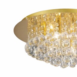 Dahlia Flush Ceiling, 450mm Round, 6 Light G9 Crystal French Gold - thumbnail 5