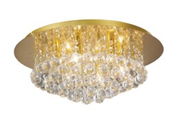 Dahlia Flush Ceiling, 450mm Round, 6 Light G9 Crystal French Gold - thumbnail 1