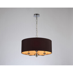 Banyan 3 Light Multi Arm Pendant, E14 Polished Chrome With 50cm x 20cm Dual Faux Silk Shade, Black/Green Olive - thumbnail 2