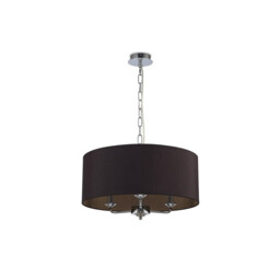 Banyan 3 Light Multi Arm Pendant, E14 Polished Chrome With 50cm x 20cm Dual Faux Silk Shade, Black/Green Olive - thumbnail 5