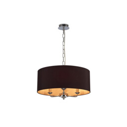 Banyan 3 Light Multi Arm Pendant, E14 Polished Chrome With 50cm x 20cm Dual Faux Silk Shade, Black/Green Olive - thumbnail 1