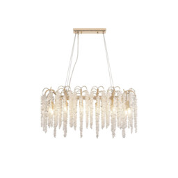 Wisteria Oval Pendant, 12 Light E14, French Gold / Crystal Item Weight: 14kg - thumbnail 1