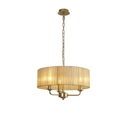 Banyan 3 Light Multi Arm Pendant With 45cm x 15cm Organza Shade Champagne Gold/Soft Bronze - thumbnail 1