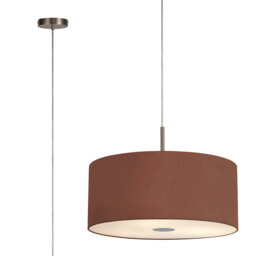 Baymont Satin Nickel 5 Light E27 Single Pendant With 60cm x 22cm Dual Faux Silk Shade, Raw Cocoa/Grecian Bronze - thumbnail 1