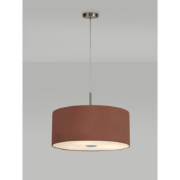 Baymont Satin Nickel 5 Light E27 Single Pendant With 60cm x 22cm Dual Faux Silk Shade, Raw Cocoa/Grecian Bronze - thumbnail 2
