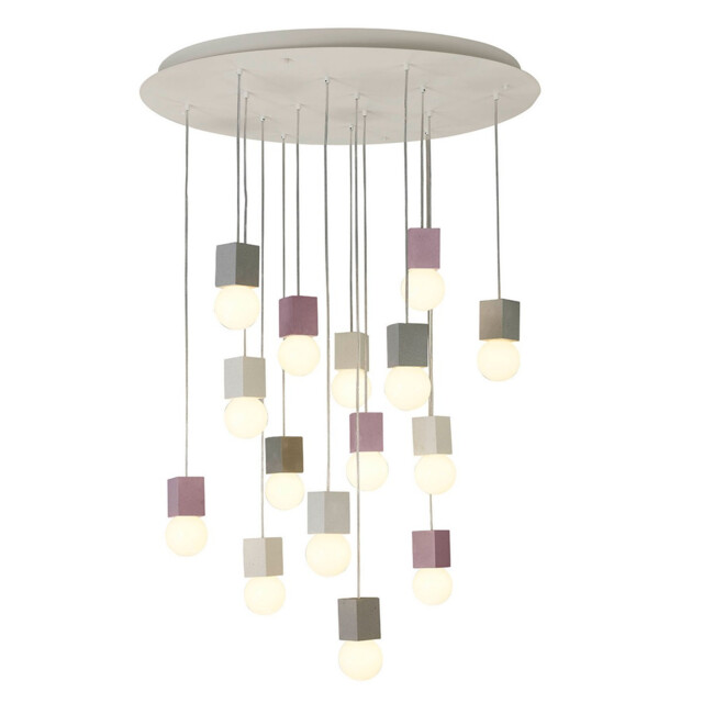 Galaxia Pendant Square, 15 Light E27, White / Grey / Red Cement, White Base & Cable, Item Weight: 19.4kg - image 1