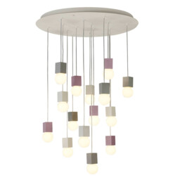 Galaxia Pendant Square, 15 Light E27, White / Grey / Red Cement, White Base & Cable, Item Weight: 19.4kg - thumbnail 1