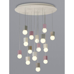 Galaxia Pendant Square, 15 Light E27, White / Grey / Red Cement, White Base & Cable, Item Weight: 19.4kg - thumbnail 2