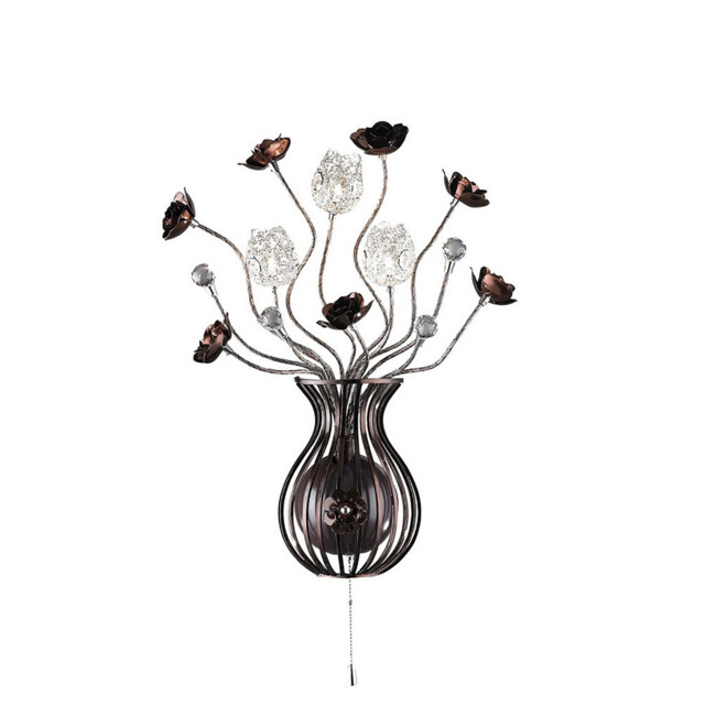 (DH) Bonita Wall Lamp 3 Light G4 Brown/Crystal, NOT LED/CFL Compatible - image 1