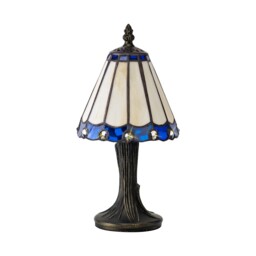 Worcester Tiffany Table Lamp, 1 x E14, Blue, Clear Crystal Shade - thumbnail 3