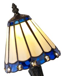 Worcester Tiffany Table Lamp, 1 x E14, Blue, Clear Crystal Shade - thumbnail 5