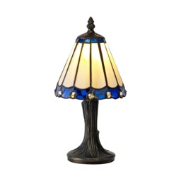 Worcester Tiffany Table Lamp, 1 x E14, Blue, Clear Crystal Shade