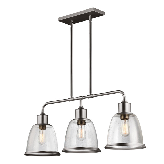 Hobson 3 Light Ceiling Island Chandelier Pendant Bar Light Satin Nickel, E27 - image 1