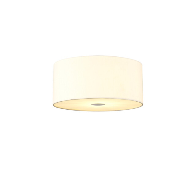 Baymont White 3 Light E27 Flush With 40cm x 18cm Faux Silk Shade, Ivory Pearl/White Laminate & Frosted/AB Diffuser - image 1