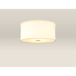 Baymont White 3 Light E27 Flush With 40cm x 18cm Faux Silk Shade, Ivory Pearl/White Laminate & Frosted/AB Diffuser - thumbnail 2