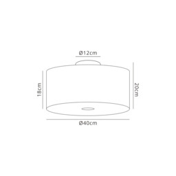 Baymont White 3 Light E27 Flush With 40cm x 18cm Faux Silk Shade, Ivory Pearl/White Laminate & Frosted/AB Diffuser - thumbnail 3