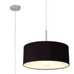 Baymont Polished Chrome 3 Light E27 Single Pendant With 50cm x 20cm Dual Faux Silk Shade, Black/Green Olive - thumbnail 1
