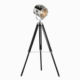 Nautical Floor Lamp Matt Black, Polished Nickel Plate, E27