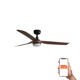 Punt 130cm Smart LED Ceiling Fan Black, Dark Wood Blades - thumbnail 1