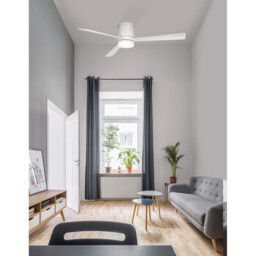 Silky Ceiling Fan Matt White Steel, Glass White Plywood - thumbnail 2