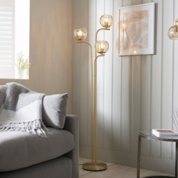 Dimple Complete Floor Lamp Satin Brass Plate, Champagne Lustre Glass - thumbnail 2