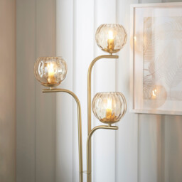 Dimple Complete Floor Lamp Satin Brass Plate, Champagne Lustre Glass - thumbnail 5