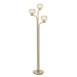 Dimple Complete Floor Lamp Satin Brass Plate, Champagne Lustre Glass - thumbnail 1