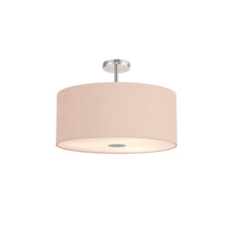 Baymont Polished Chrome 5 Light E27 Drop Flush With 60cm x 22cm Dual Faux Silk Shade, Antique Gold/Ruby