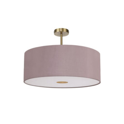 Baymont Antique Brass E27 Semi Flush With 60cm x 22cm Dual Faux Silk Shade, Taupe/Halo Gold - thumbnail 5