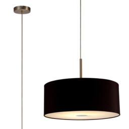 Baymont Satin Nickel E27 Single Pendant With 50cm Dual Faux Silk Shade, Black/Green Olive - thumbnail 1