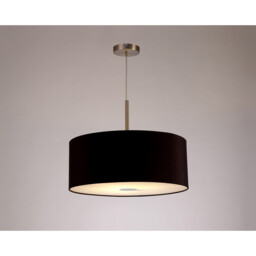 Baymont Satin Nickel E27 Single Pendant With 50cm Dual Faux Silk Shade, Black/Green Olive - thumbnail 2