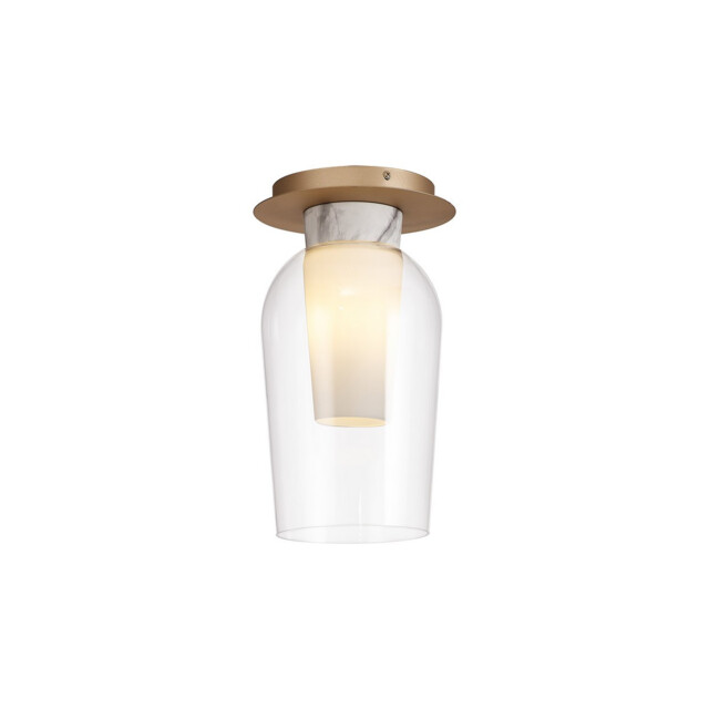 Nora Semi Ceiling, 1 Light E27, Gold/White/Clear Glass With Frosted Inner - image 1