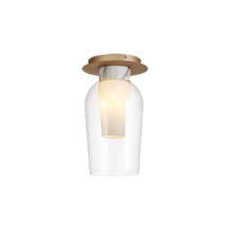 Nora Semi Ceiling, 1 Light E27, Gold/White/Clear Glass With Frosted Inner - thumbnail 1