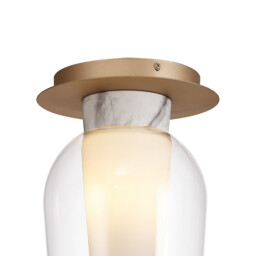 Nora Semi Ceiling, 1 Light E27, Gold/White/Clear Glass With Frosted Inner - thumbnail 3