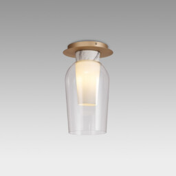 Nora Semi Ceiling, 1 Light E27, Gold/White/Clear Glass With Frosted Inner - thumbnail 2