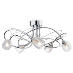 Henley 5 Light Flush Light Chrome, Clear Decorative Glass, G9