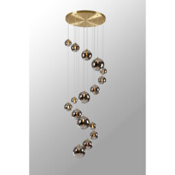 Marshall Ceiling Pendant, 16 Light G9, Satin Gold, Chrome Plated Glass - thumbnail 3