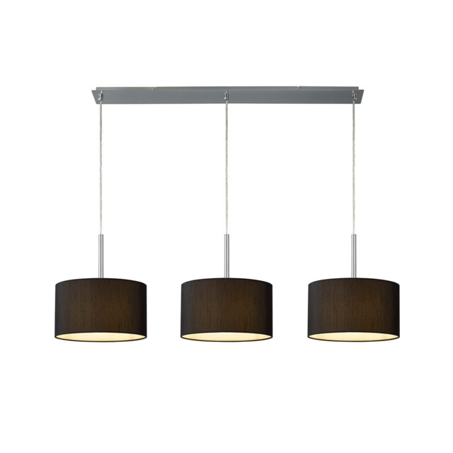 Baymont Polished Chrome 3 Light E27 Linear Pendant With 30cm x 17cm Faux Silk Shade, Black/White Laminate - image 1