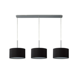 Baymont Polished Chrome 3 Light E27 Linear Pendant With 30cm x 17cm Faux Silk Shade, Black/White Laminate - thumbnail 5