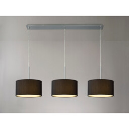 Baymont Polished Chrome 3 Light E27 Linear Pendant With 30cm x 17cm Faux Silk Shade, Black/White Laminate - thumbnail 2